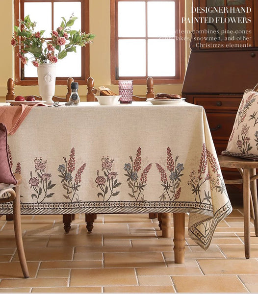 Beautiful Rectangle Tablecloth for Dining Table, Extra Large Modern Tablecloth, Spring Flower Rustic Table Cover, Square Linen Tablecloth for Coffee Table-HomePaintingDecor