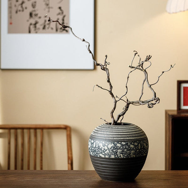 Large Pottery Flower Vases Urn, Centerpiece on Dining Table, Flower Vase on Table, Handmade Water Holding Flower Vases, Modern Bouquet Vases-HomePaintingDecor