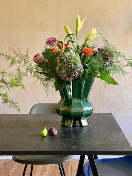 Unique Handmade Modern Flower Vase, Centerpiece Ceramic Bouquet Vases, Contemporary Vases on Dining Table, Green Porcelain Vases for Modern Home Decor-HomePaintingDecor
