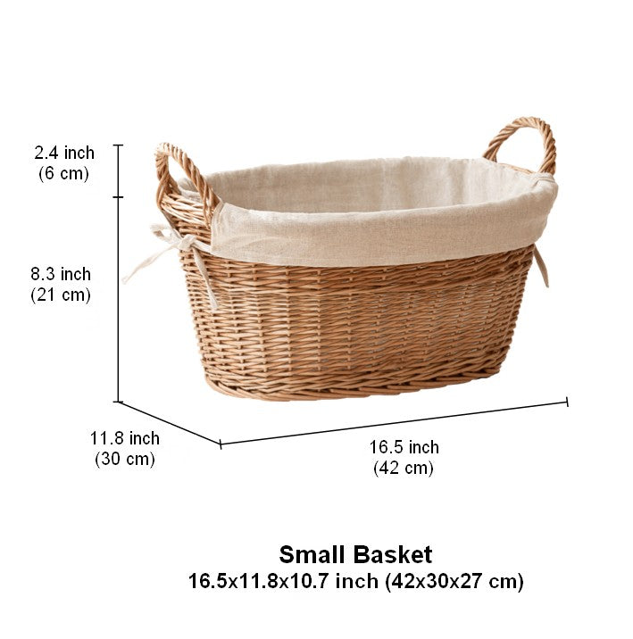 Large Kitchen Round Storage Baskets, Large Food Storage Basket with Handle, Natural Hand-woven Wicker Storage Basket for Clothes, Willow Weaving Baskets for Toys-HomePaintingDecor