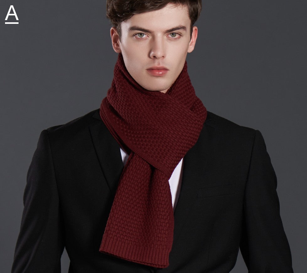 Simple Business Formal Men Scarf Styles, Red Thick Wool Scarf, Wool Scarf for Gentleman, Men's Winter Scarf, Casual Scarf Men, Men's Wool Scarf Winter, Fashion Scarf-HomePaintingDecor