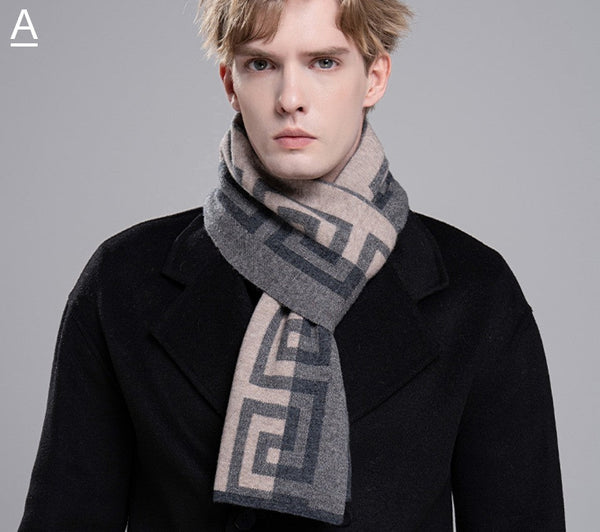 Gray Thick Wool Scarf, Black Business Formal Men Scarf Styles, Wool Scarf for Gentleman, Men's Winter Scarf, Casual Scarf Men, Men's Wool Scarf Winter, Red Fashion Scarf-HomePaintingDecor