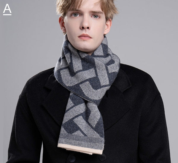 Wool Scarf for Gentleman, Thick Wool Scarf, Men's Winter Scarf, Casual Scarf Men, Men's Wool Scarf Winter, Fashion Scarf, Business Formal Men Scarf Styles-HomePaintingDecor