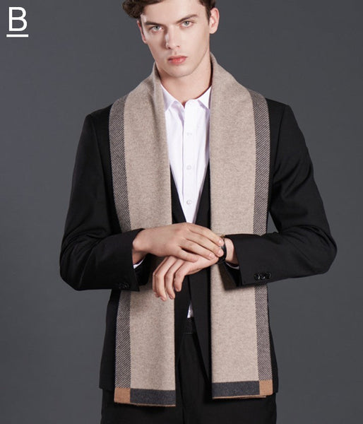Fashion Scarf, Simple Business Formal Men Scarf Styles, Beige Thick Wool Scarf, Wool Scarf for Gentleman, Men's Winter Scarf, Casual Scarf Men, Men's Wool Scarf Winter