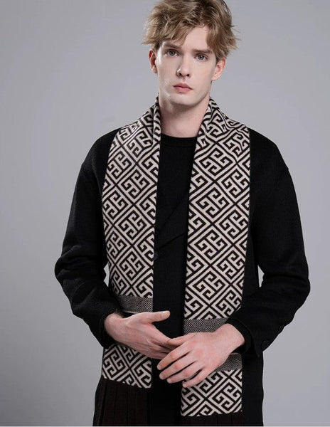 Modern Casual Scarf Men, Formal Men Scarf Styles, Men's Wool Scarf Winter, Men's Winter Scarf, Thick Wool Scarf for Men, Business Wool Scarf for Gentleman