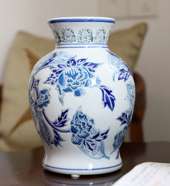 Handmade Flower Vase, Vintage Flower Vases on Dining Table, Porcelain Flower Vases, Centerpiece Ceramic Bouquet Vases-HomePaintingDecor