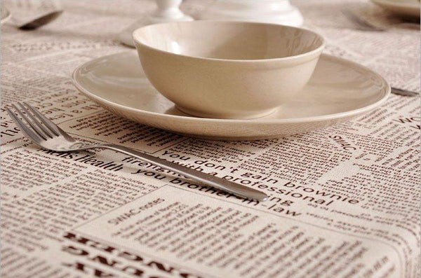 NEWS LETTER - Black White Tablecloth, Table Linen Wedding Home Decor Dining Kitchen-HomePaintingDecor