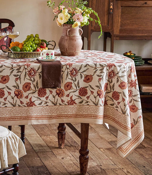 Flower Farmhouse Table Covers, Square Tablecloth for Round Table, Long Rectangular Tablecloth for Dining Room Table, Extra Large Modern Tablecloth for Living Room-HomePaintingDecor