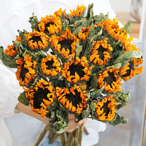 Flower Arrangement, Natural Decorations, A Bunch of Sunflowers, Handmade Artificial Flowers for Home Decor, Natural Dried Sunflower Stems-HomePaintingDecor