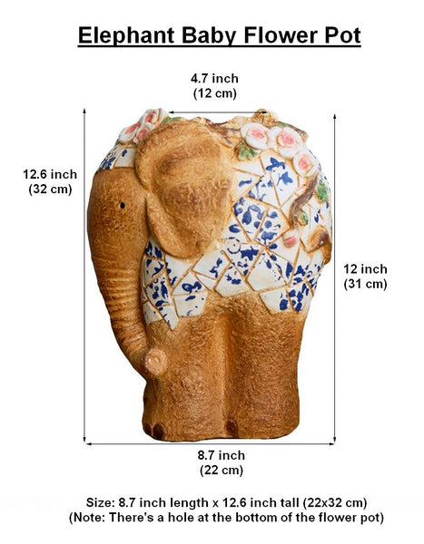 Modern Outdoor Garden Flower Pots, Extra Large Elephant Garden Flowerpots, Oversized Garden Flower Pot, Animal Statue for Garden Ornaments, Large Resin Statue for Garden-HomePaintingDecor