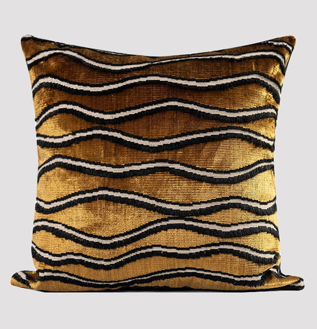 Golden Contemporary Pillows, Abstract Decorative Throw Pillows, Square Modern Throw Pillows for Couch, Large Simple Throw Pillow for Interior Design-HomePaintingDecor