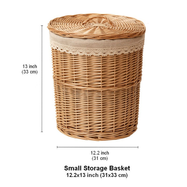 Hand-woven Wicker Storage Basket for Clothes, Large Round Storage Basket for Clothes, Willow Weaving Baskets for Clothes, Extra Large Kitchen Storage Baskets-HomePaintingDecor