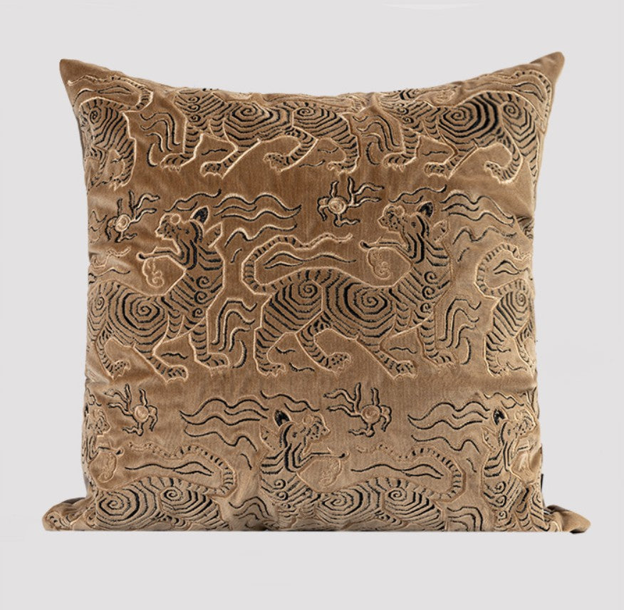 Contemporary Modern Sofa Pillows, Embroidery Tiger Pattern Pillows for Couch, Decorative Throw Pillows for Bedroom, Large Modern Sofa Pillow for Living Room-HomePaintingDecor