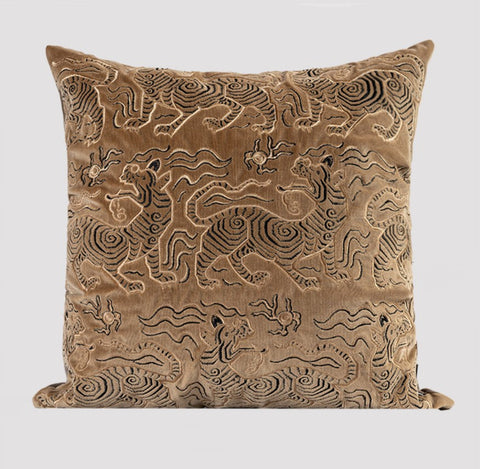 Contemporary Modern Sofa Pillows, Embroidery Tiger Pattern Pillows for Couch, Decorative Throw Pillows for Bedroom, Large Modern Sofa Pillow for Living Room-HomePaintingDecor