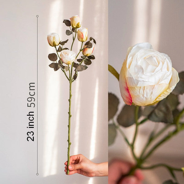 Creative Flower Arrangement Ideas for Home Decoration, Wedding Flowers, White Rose Flowers, Artificial Rose Floral for Dining Room Table, Bedroom Flower Arrangement Ideas, Botany Plants-HomePaintingDecor