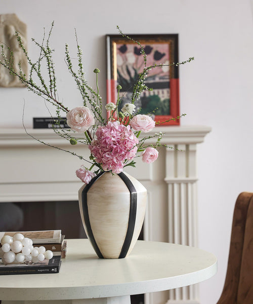 Centerpiece Ceramic Bouquet Vases, Porcelain Vases for Modern Home Decor, Large Contemporary Vases on Dining Table, Handmade Modern Flower Vase-HomePaintingDecor