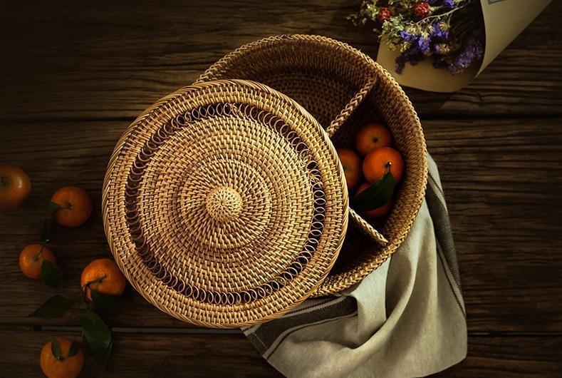 Indonesia Woven Storage Basket, Small Food and Snacks Basket, Kitchen Storage Basket, Storage Basket for Dining Room-HomePaintingDecor