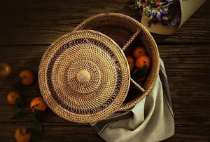 Indonesia Woven Storage Basket, Small Food and Snacks Basket, Kitchen Storage Basket, Storage Basket for Dining Room-HomePaintingDecor
