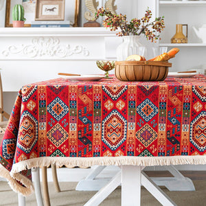 Bohemian Rectangular Tablecloth for Oval Table, Oriental Rectangular Table Covers for Coffee Table, Large Modern Linen Tablecloths-HomePaintingDecor