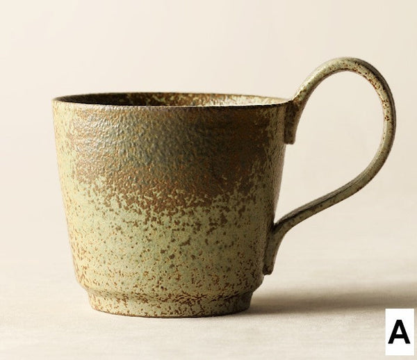 Modern Handmade Pottery Coffee Cup, Creative Brown Green Blue Ceramic Coffee Mugs, Large Unique Tea Cup, Large Capacity Coffee Cups-HomePaintingDecor