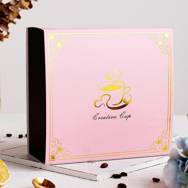 Latte Coffee Cups with Gold Trim and Gift Box, British Tea Cups, Elegant Porcelain Coffee Cups, Tea Cups and Saucers-HomePaintingDecor