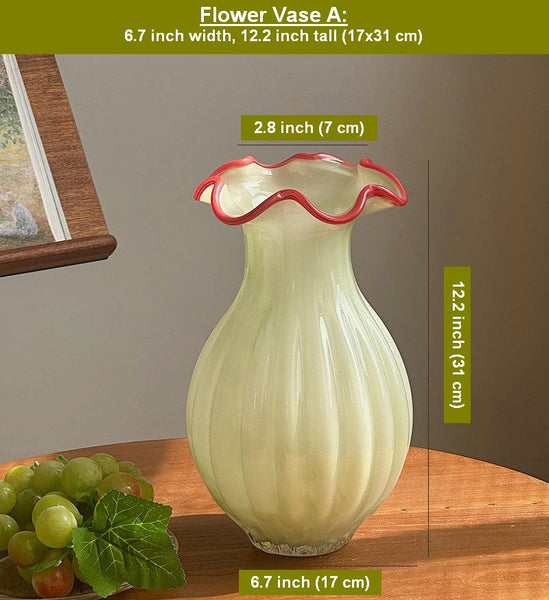 French Vintage Glass Flower Vases, Glass Bud Vases, Flower Vases on Table, Handmade Water Holding Flower Vases-HomePaintingDecor