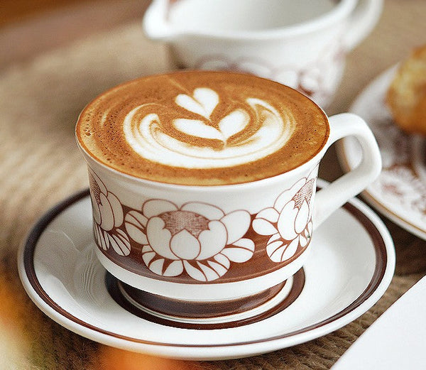 Elegant Ceramic Coffee Cups, Flower Bone China Porcelain Tea Cup Set, Beautiful British Tea Cups, Traditional English Tea Cups and Saucers