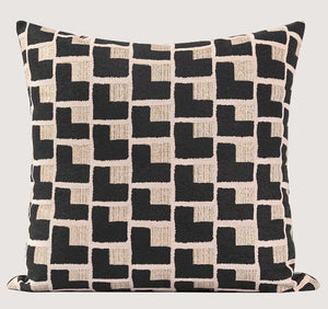 Black Chequer Modern Sofa Throw Pillows, Abstract Contemporary Throw Pillow for Living Room, Large Decorative Throw Pillows for Couch