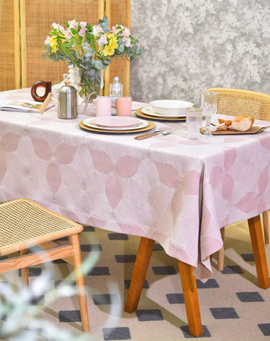 Simple Contemporary Pink Cotton Tablecloth, Square Tablecloth for Round Table,Large Rectangle Table Covers for Dining Room Table, Modern Table Cloths for Kitchen-HomePaintingDecor