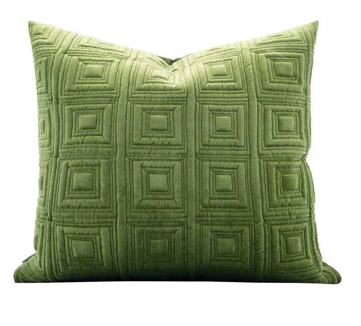 Large Square Modern Throw Pillows for Couch, Green Geometric Modern Sofa Pillows, Large Decorative Throw Pillows, Simple Throw Pillow for Interior Design-HomePaintingDecor