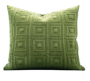 Large Square Modern Throw Pillows for Couch, Green Geometric Modern Sofa Pillows, Large Decorative Throw Pillows, Simple Throw Pillow for Interior Design-HomePaintingDecor