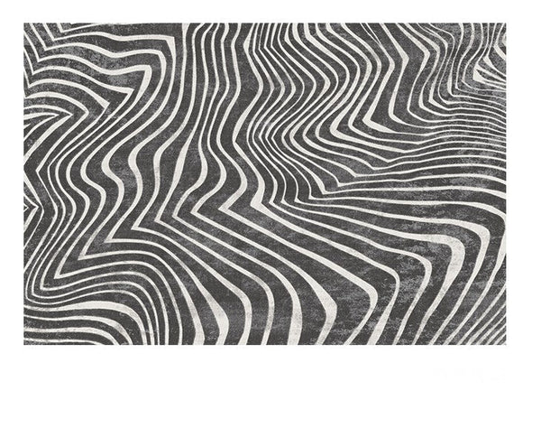 Abstract Contemporary Rugs for Bedroom, Black Stripe Area Rugs under Sofa, Mid Century Area Rugs for Living Room, Modern Carpets for Office, Dining Room Floor Rugs-HomePaintingDecor