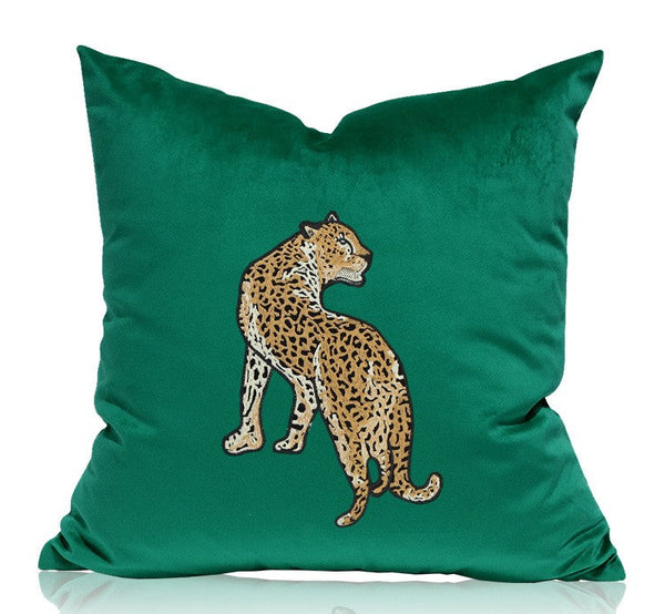 Modern Sofa Pillows, Green Decorative Pillows for Living Room, Contemporary Throw Pillows, Cheetah Decorative Cushion-HomePaintingDecor