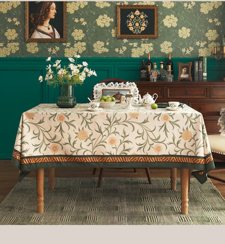 Spring Flower Farmhouse Table Cloth, Wedding Tablecloth, Modern Rectangle Tablecloth Ideas for Dining Table, Square Tablecloth for Coffee Table-HomePaintingDecor