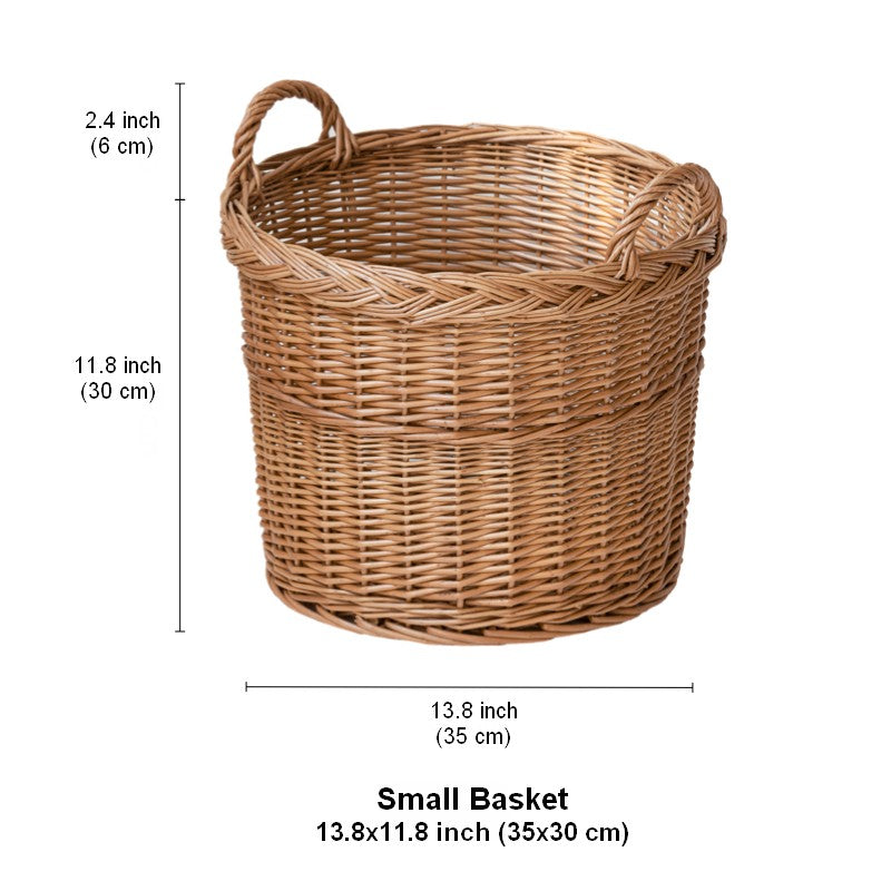 Round Storage Basket for Clothes, Natural Hand-woven Wicker Storage Basket for Clothes, Extra Large Kitchen Storage Baskets, Willow Weaving Baskets for Clothes-HomePaintingDecor