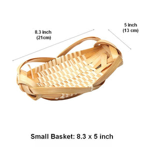 Natural Hand-woven Bamboo Basket, Lovely Cute Picnic Food Basket, Bamboo Basket for Food, Natural Fruit Basket Kitchen Storage Baskets-HomePaintingDecor