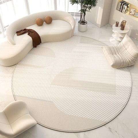 Bedroom Modern Round Rugs, Circular Modern Rugs under Chairs, Dining Room Contemporary Round Rugs, Geometric Modern Rug Ideas for Living Room-HomePaintingDecor
