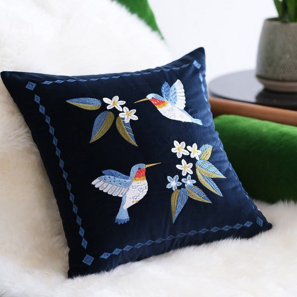 Large Modern Throw Pillows, Decorative Pillow Arrangement Ideas for Couch, Vintage Decorative Pillows, Embroidered Birds Cushion, Decorative Pillows for Couch-HomePaintingDecor