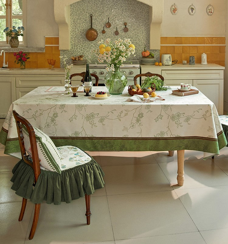 Spring Green Flower Table Covers, Large Modern Rectangle Tablecloth for Dining Table for Round Table, Farmhouse Table Cloth for Oval Table, Square Tablecloth for Kitchen-HomePaintingDecor