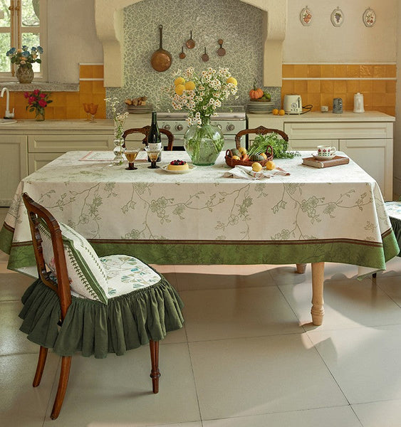 Spring Green Flower Table Covers, Large Modern Rectangle Tablecloth for Dining Table for Round Table, Farmhouse Table Cloth for Oval Table, Square Tablecloth for Kitchen-HomePaintingDecor