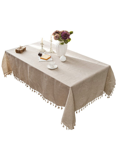 Simple Linen Rectangle Table Cover for Dining Room Table, Large Brown Tablecloth for Home Decoration, Modern Table Cloth, Square Tablecloth for Round Table-HomePaintingDecor