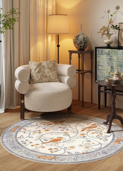 Dining Room Contemporary Round Rugs, Bedroom Modern Round Rugs, Modern Rug Ideas for Living Room, Circular Modern Rugs under Chairs-HomePaintingDecor