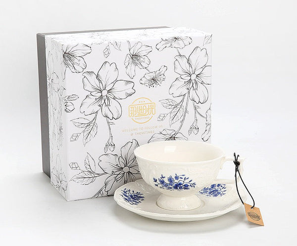 Vintage Tea Cup Set, Modern Ceramic Cup, Porcelain Coffee Saucer, Traditional Ceramic Tea Cup with Saucer, Afternoon Tea Saucer Set, Coffee Gift Box Set-HomePaintingDecor