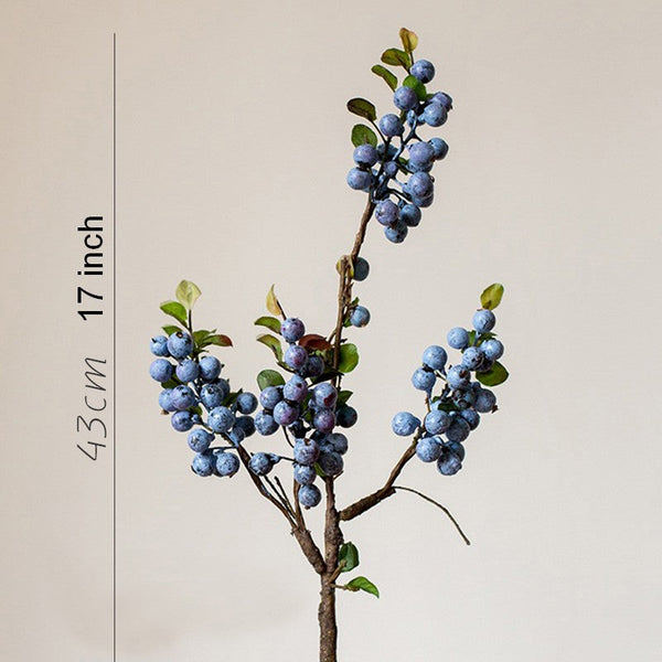 Simple Artificial Flowers for Home Decoration, Flower Arrangement Ideas for Living Room, Blue Cranberry Fruit Branch, Spring Artificial Floral for Bedroom-HomePaintingDecor