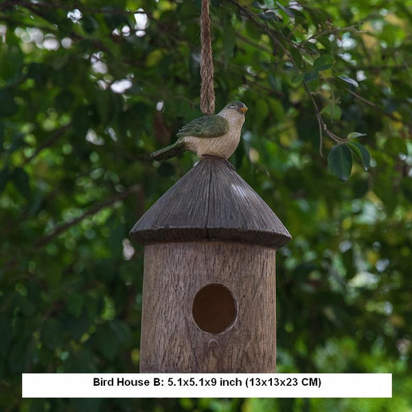 Resin Bird Nest for Garden Ornament, Bird House in the Garden, Lovely Birds House, Outdoor Decoration Ideas, Garden Ideas-HomePaintingDecor
