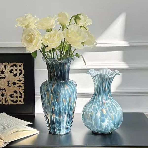Modern Glass Bud Vases, Centerpiece Vases on Table, Handmade Liuli Vases, Color Glaze Vase, Contemporary Vases for Modern Home Decor-HomePaintingDecor