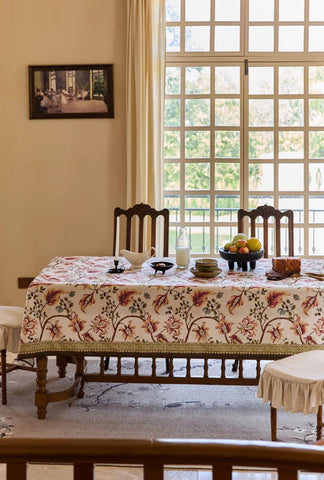 Dining Room Flower Table Cloths, Extra Large Rectangular Table Covers for Kitchen, Farmhouse Table Cloth, Wedding Tablecloth, Square Tablecloth for Round Table-HomePaintingDecor
