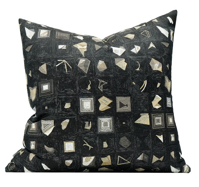Abstract Black Decorative Throw Pillows, Geomeric Contemporary Square Modern Throw Pillows for Couch, Large Simple Throw Pillow for Interior Design-HomePaintingDecor