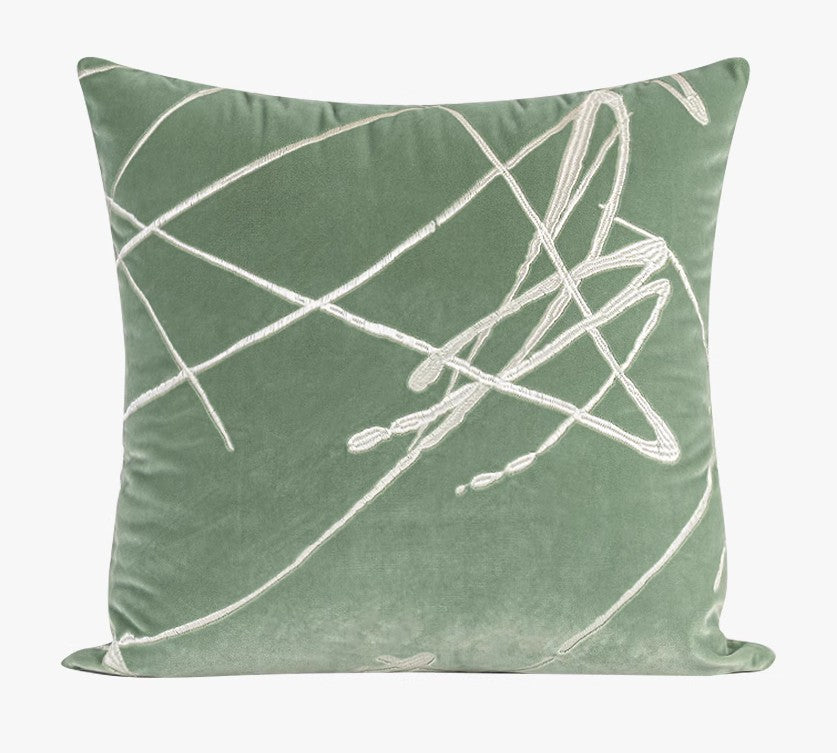 Abstract Contemporary Throw Pillow for Living Room, Green Decorative Throw Pillows for Couch, Large Modern Sofa Throw Pillows-HomePaintingDecor