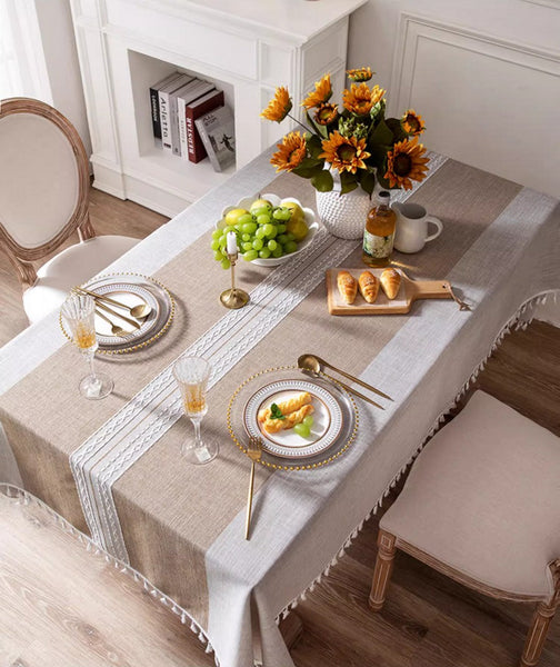 Cotton and Linen Rectangle Table Covers for Dining Room Table, Rectangular Tablecloths for Coffee Table, Modern Table Cloth for Kitchen-HomePaintingDecor